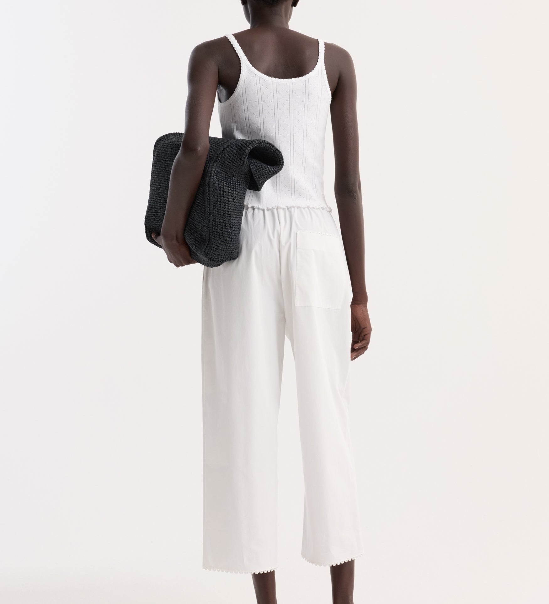 ROHE - Embroidered poplin trousers | optic white