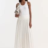 ROHE - Pleated cotton muslin skirt | optic white