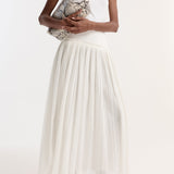 ROHE - Pleated cotton muslin skirt | optic white