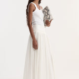 ROHE - Pleated cotton muslin skirt | optic white