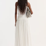 ROHE - Pleated cotton muslin skirt | optic white