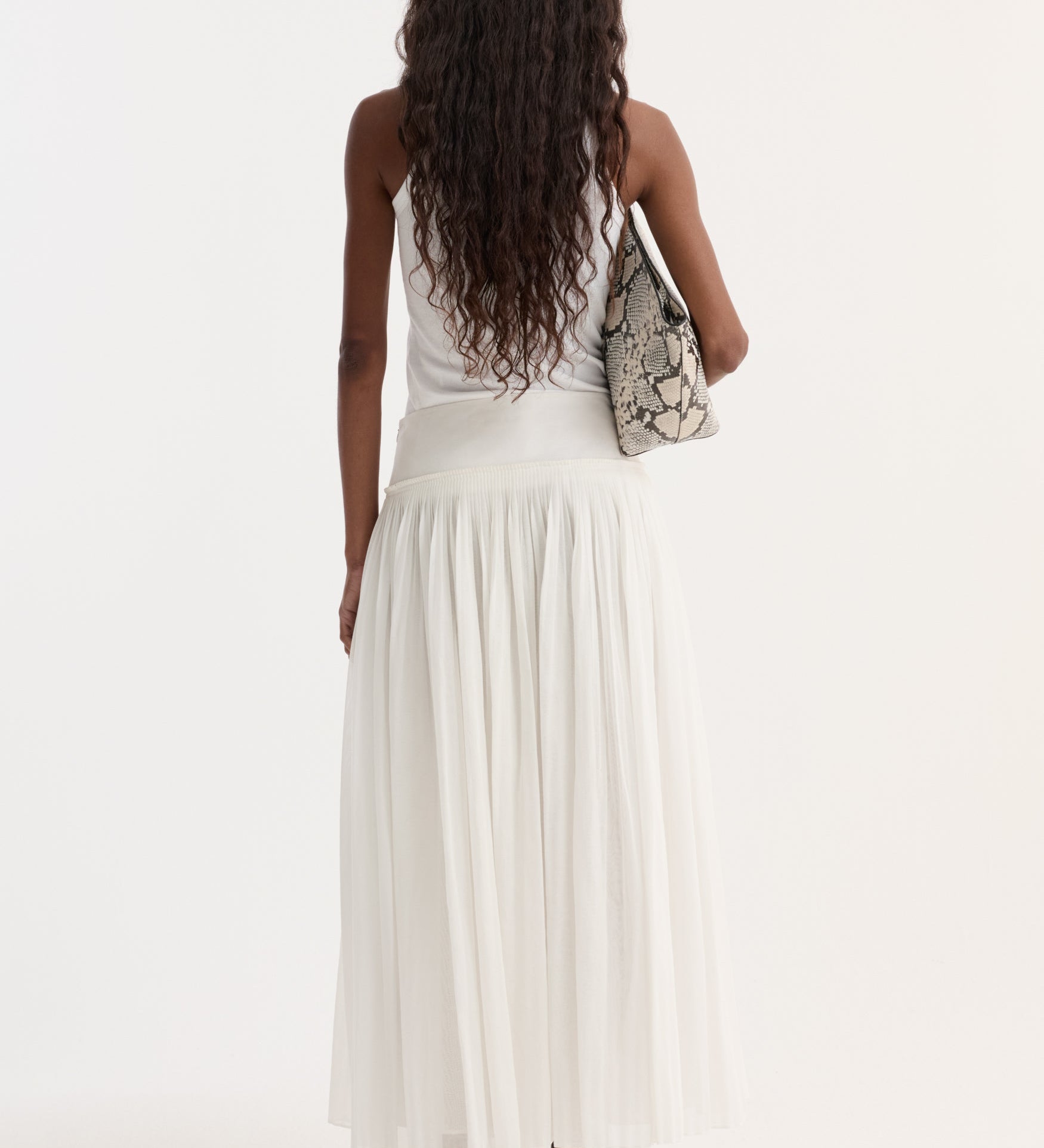 ROHE - Pleated cotton muslin skirt | optic white