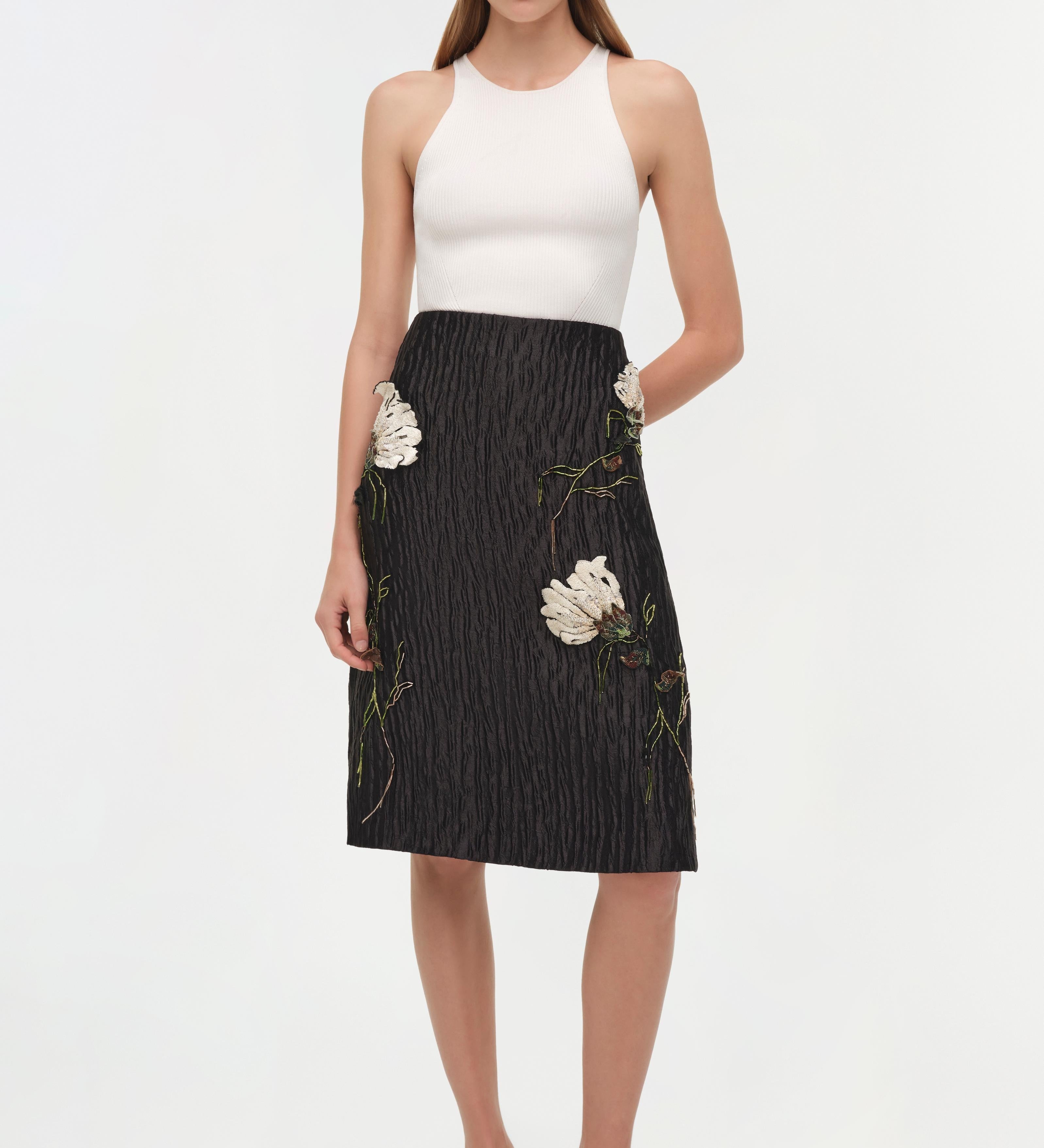 Simkhai - Arla Floral Jacquard Midi Skirt