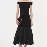 Simkhai - Eveletta Embroidered Knit Midi Skirt