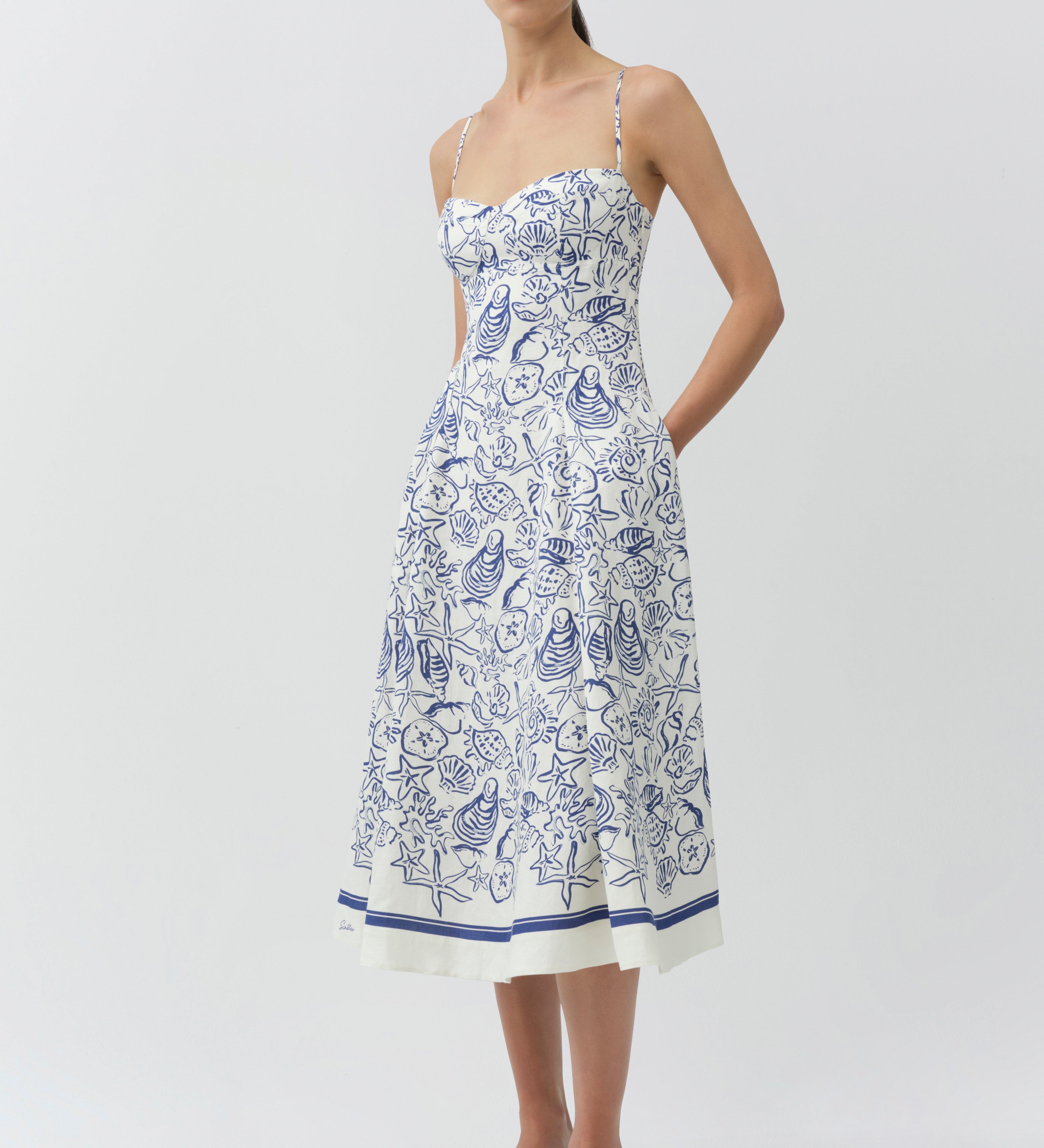 Simkhai - Analise Linen Bustier Midi Dress