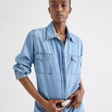 TWP - Cowboy Maxi Dress With Snaps in Denim