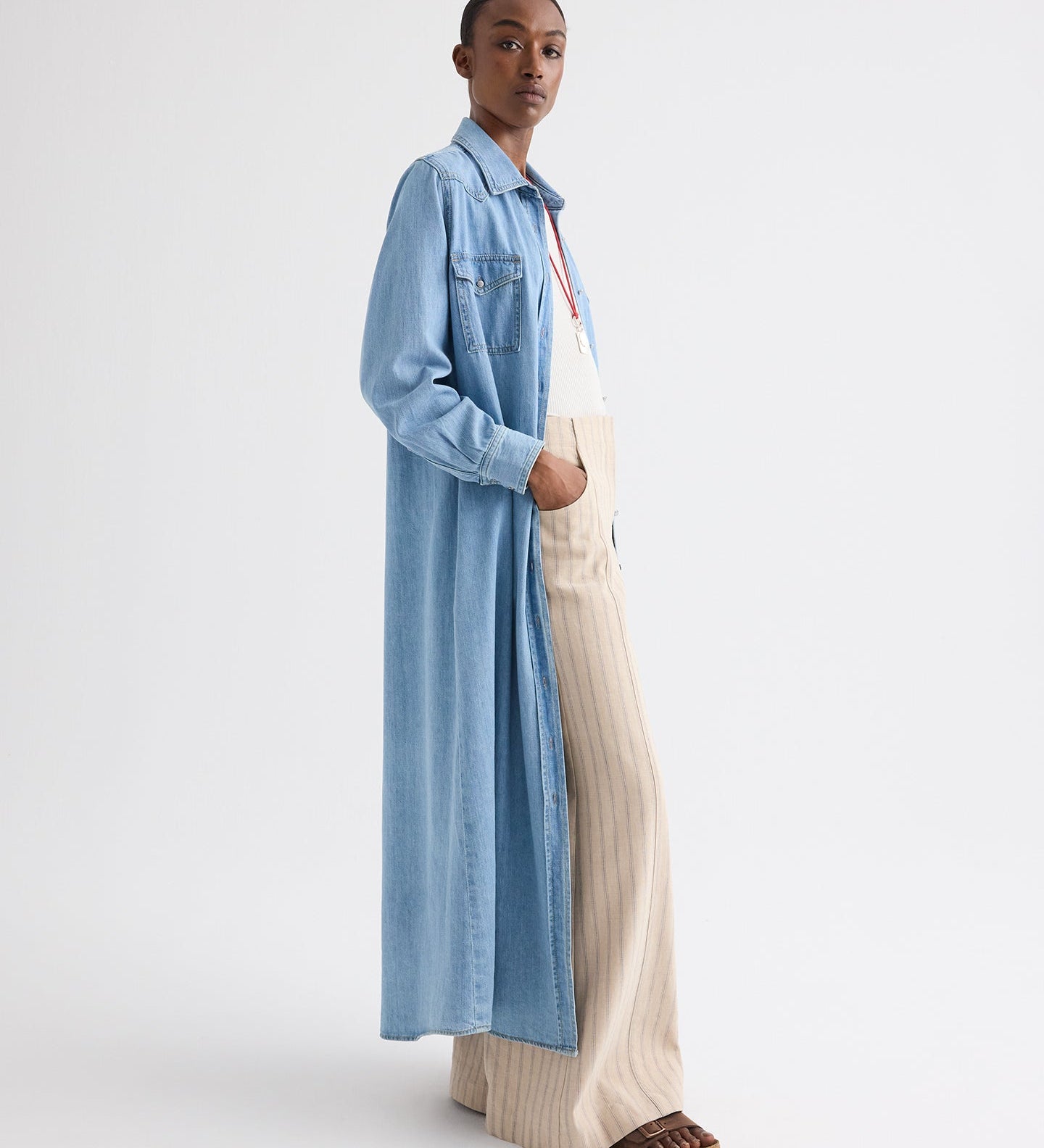 TWP - Cowboy Maxi Dress With Snaps in Denim