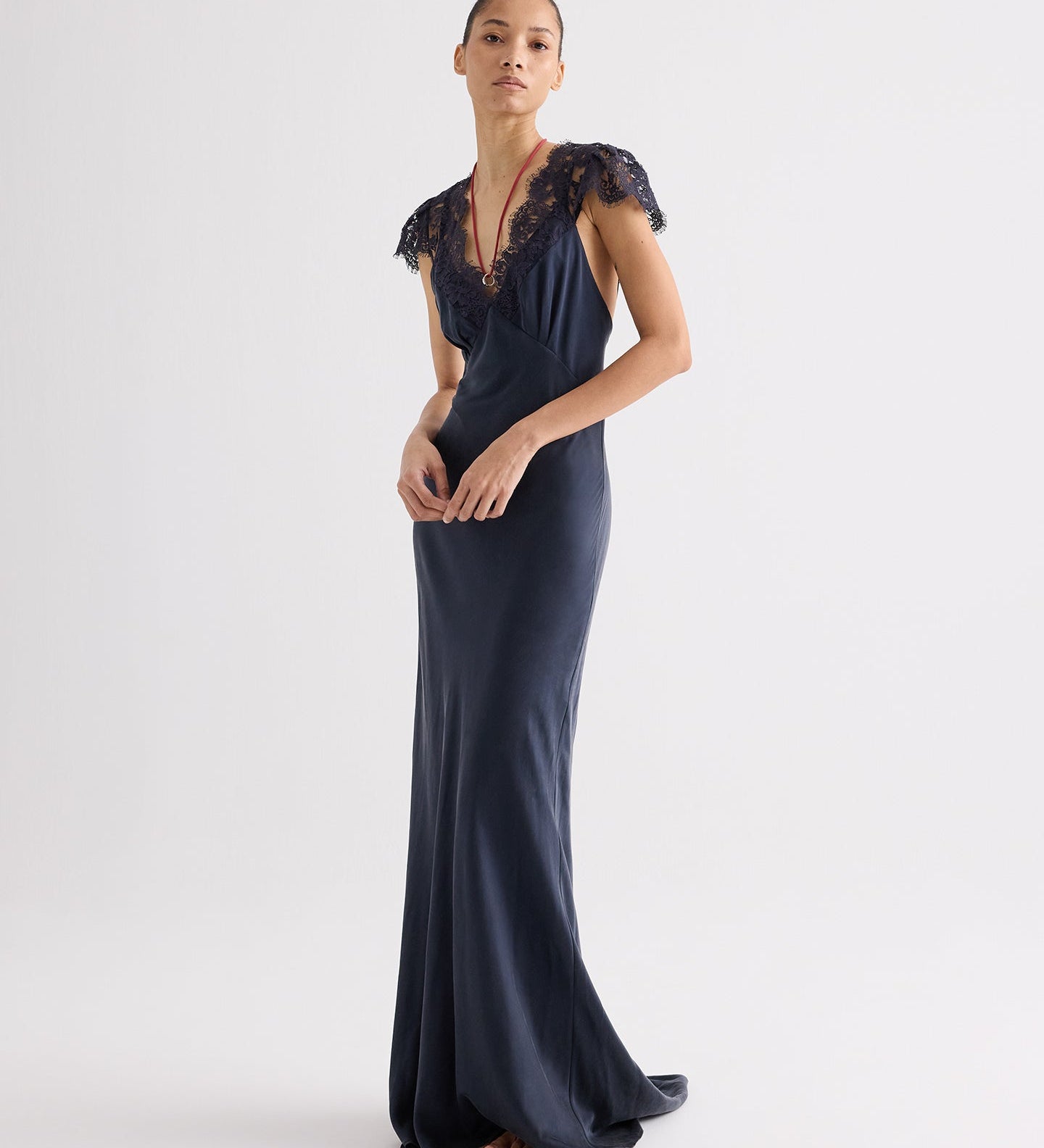 TWP - Lace Gown in Silk Charmeuse
