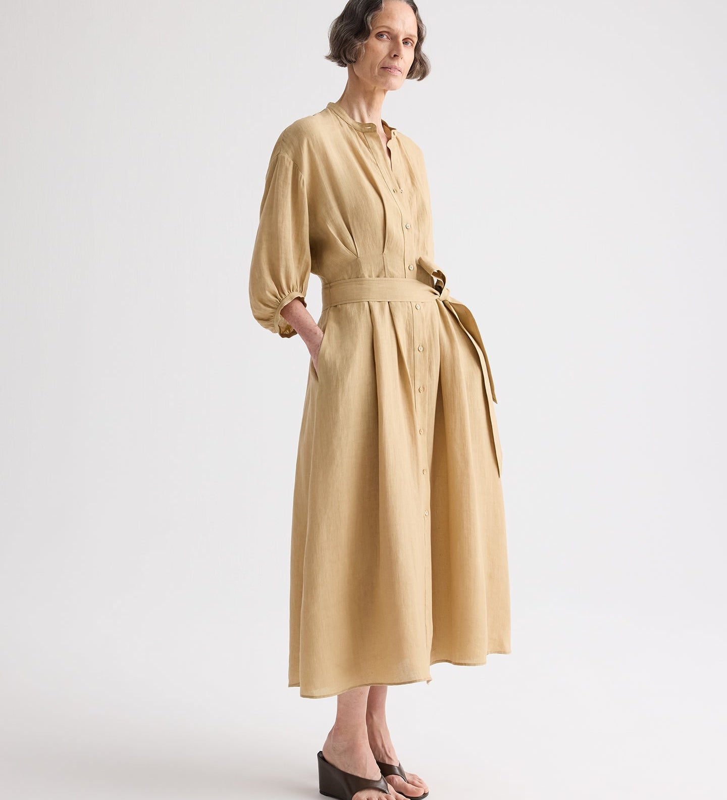 TWP - Maxi Dress With 3/4 Poet Sleeve in Fluid Linen