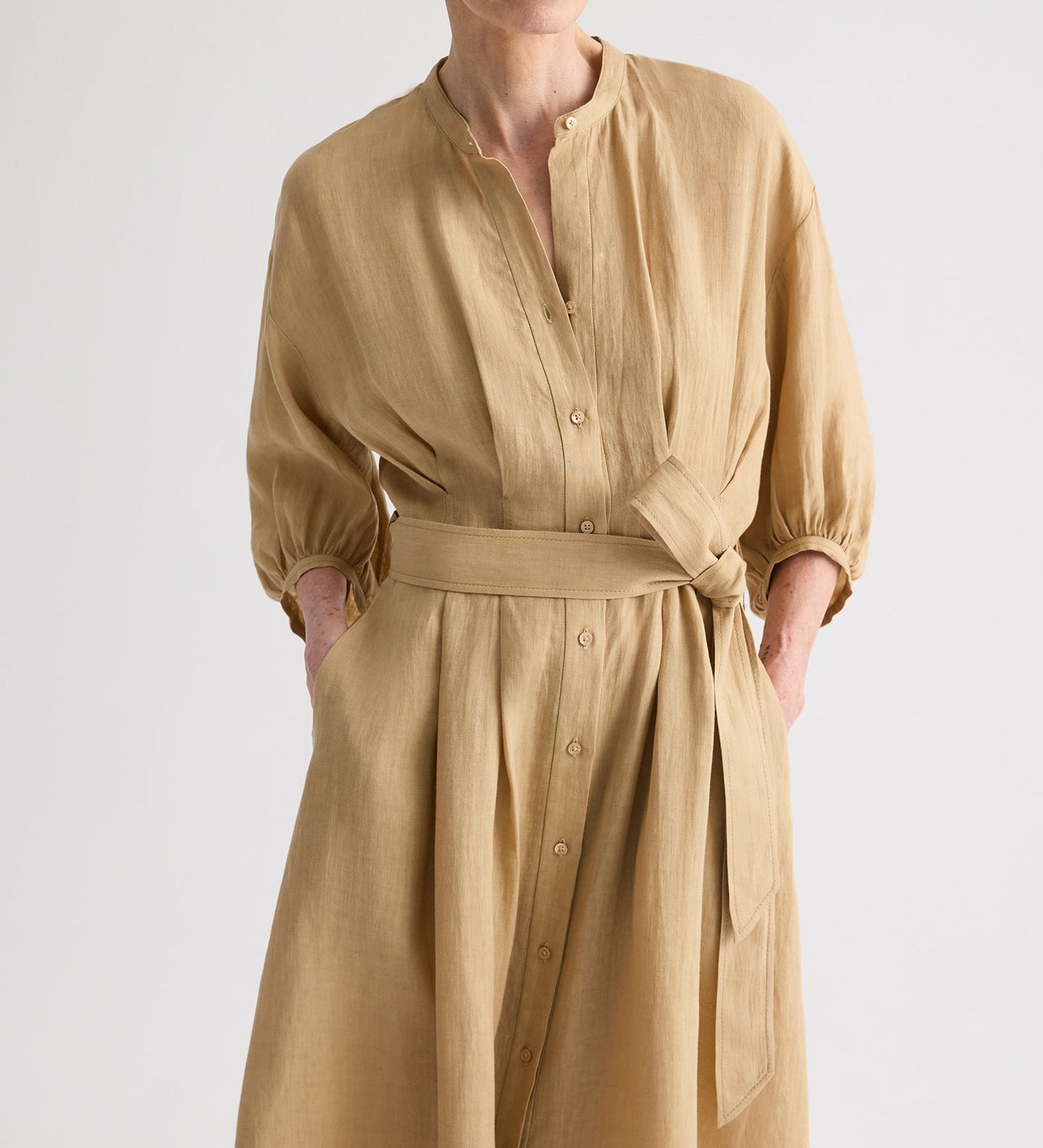 TWP - Maxi Dress With 3/4 Poet Sleeve in Fluid Linen