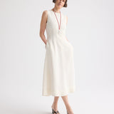 TWP - Crew Neck Dress With Darts in Coated Viscose Linen