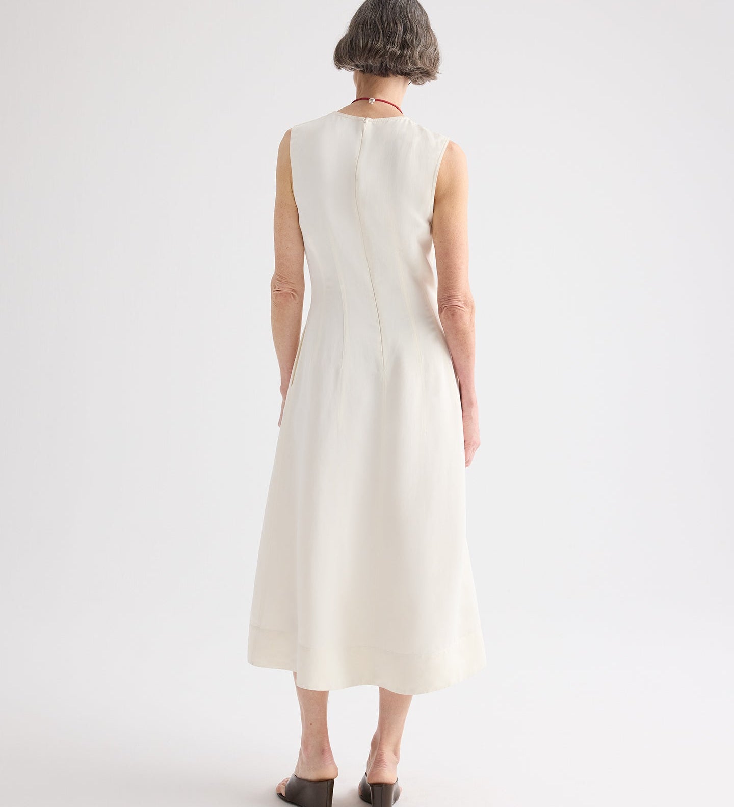 TWP - Crew Neck Dress With Darts in Coated Viscose Linen