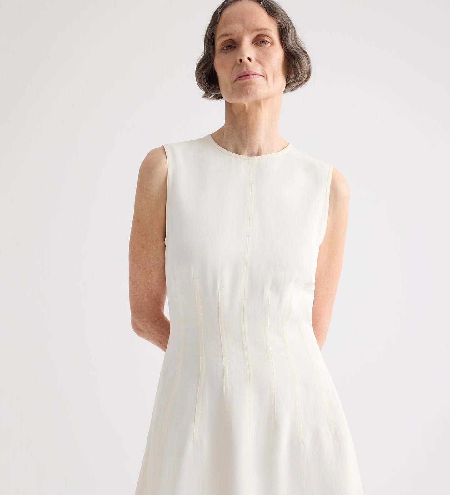 TWP - Crew Neck Dress With Darts in Coated Viscose Linen