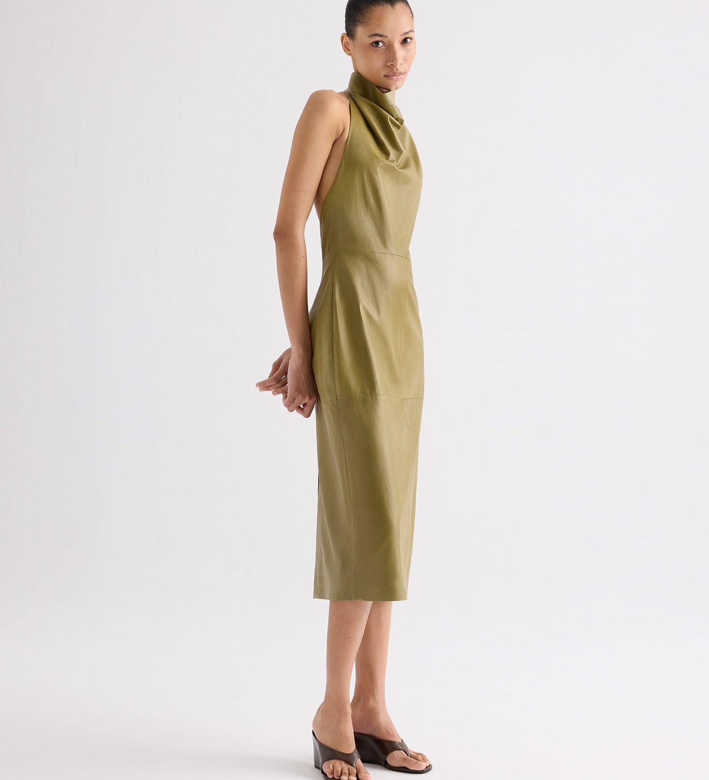 TWP - Lola Column Dress in Paper Leather