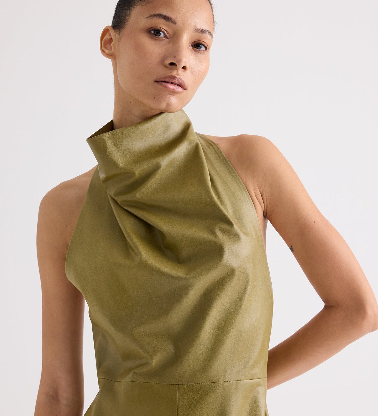 TWP - Lola Column Dress in Paper Leather