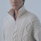 FRAME - Chunky Cable Half Zip -- Cream