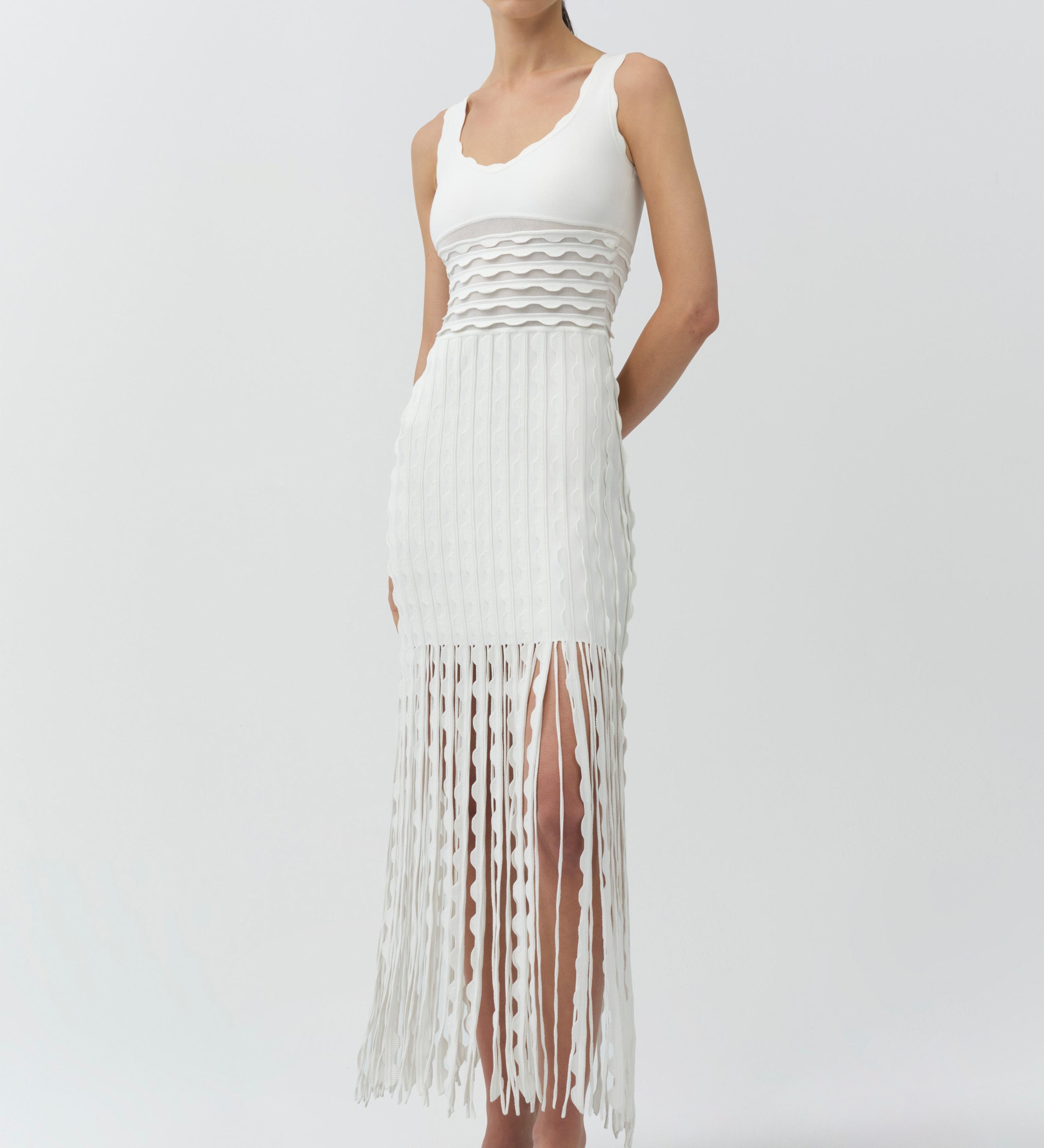 Simkhai - Brionne Scalloped Knit Midi Dress