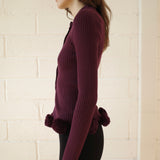 Conner Ives - The Pom Pom Cardigan - Burgundy