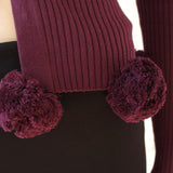 Conner Ives - The Pom Pom Cardigan - Burgundy
