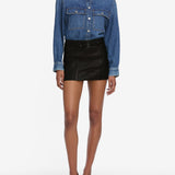 FRAME - The Leather Belted Mini Skirt -- Black