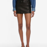 FRAME - The Leather Belted Mini Skirt -- Black