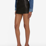 FRAME - The Leather Belted Mini Skirt -- Black