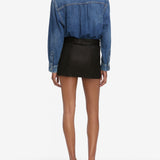 FRAME - The Leather Belted Mini Skirt -- Black