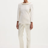 ROHE - Cigarette leg satin trousers | ivory