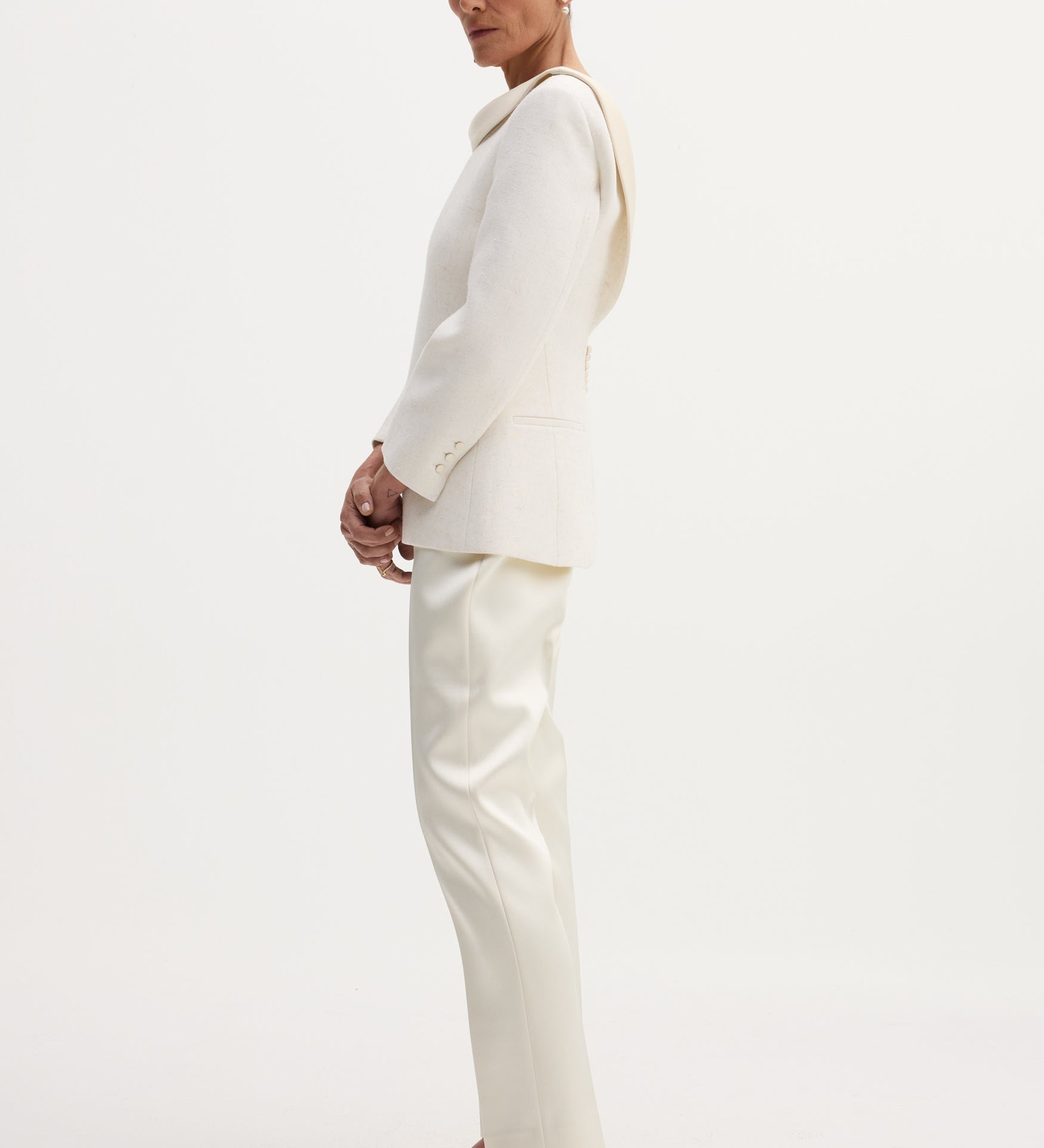 ROHE - Cigarette leg satin trousers | ivory