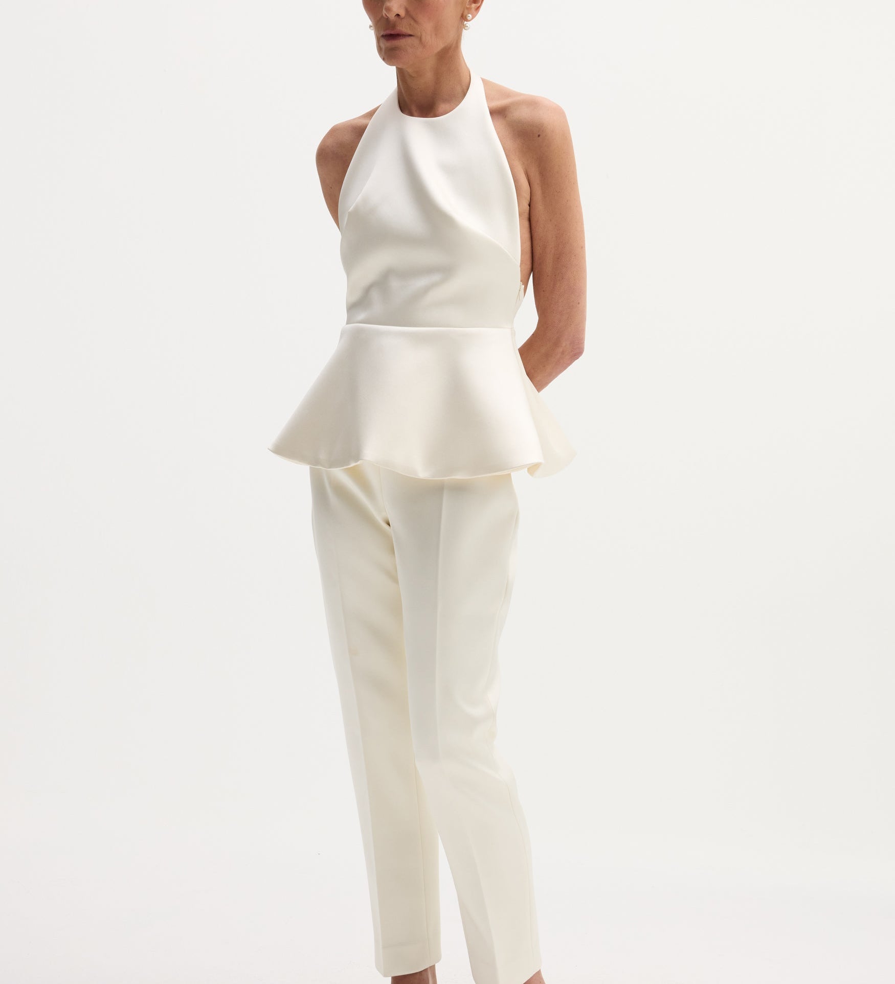 ROHE - Sculptural satin halter top | ivory