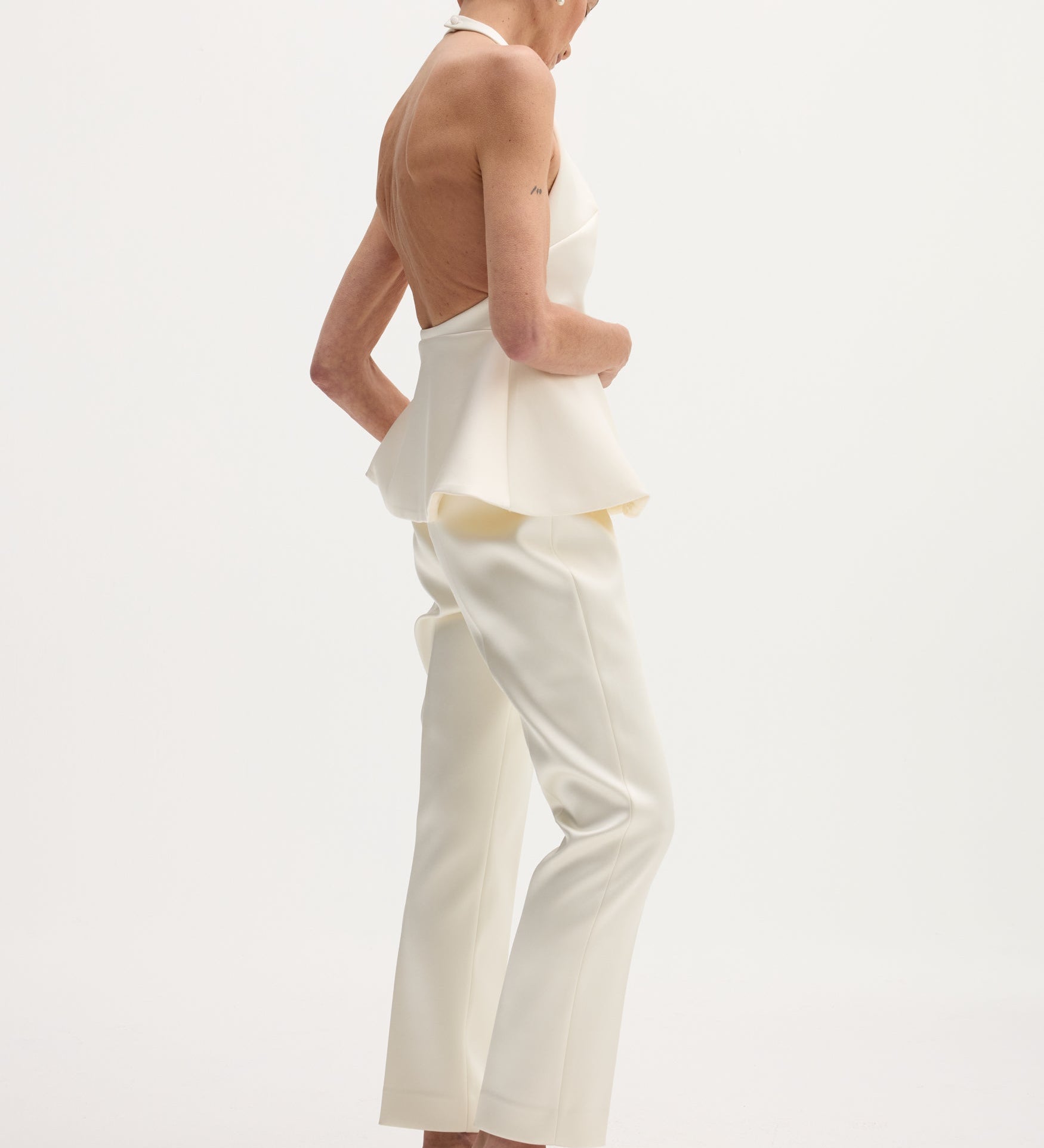 ROHE - Sculptural satin halter top | ivory