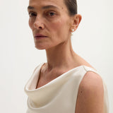 ROHE - Draped satin dress with train | ivory
