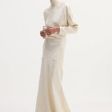 ROHE - Satin button down dress with train | ivory