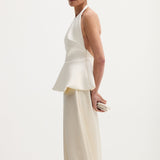 ROHE - Sculptural satin halter top with separate silk skirt | ivory