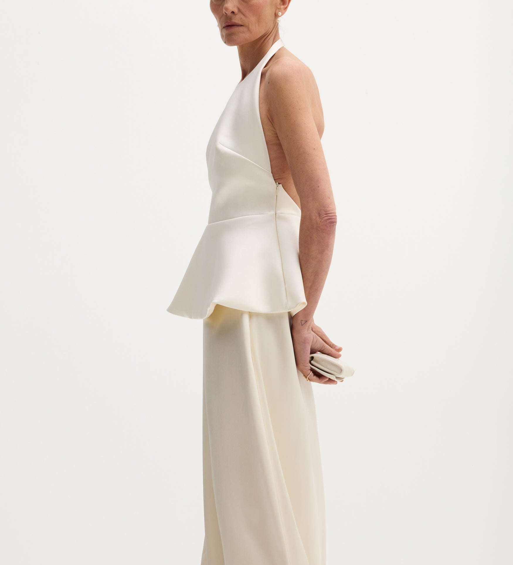 ROHE - Sculptural satin halter top with separate silk skirt | ivory
