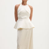 ROHE - Sculptural satin halter top with separate silk skirt | ivory