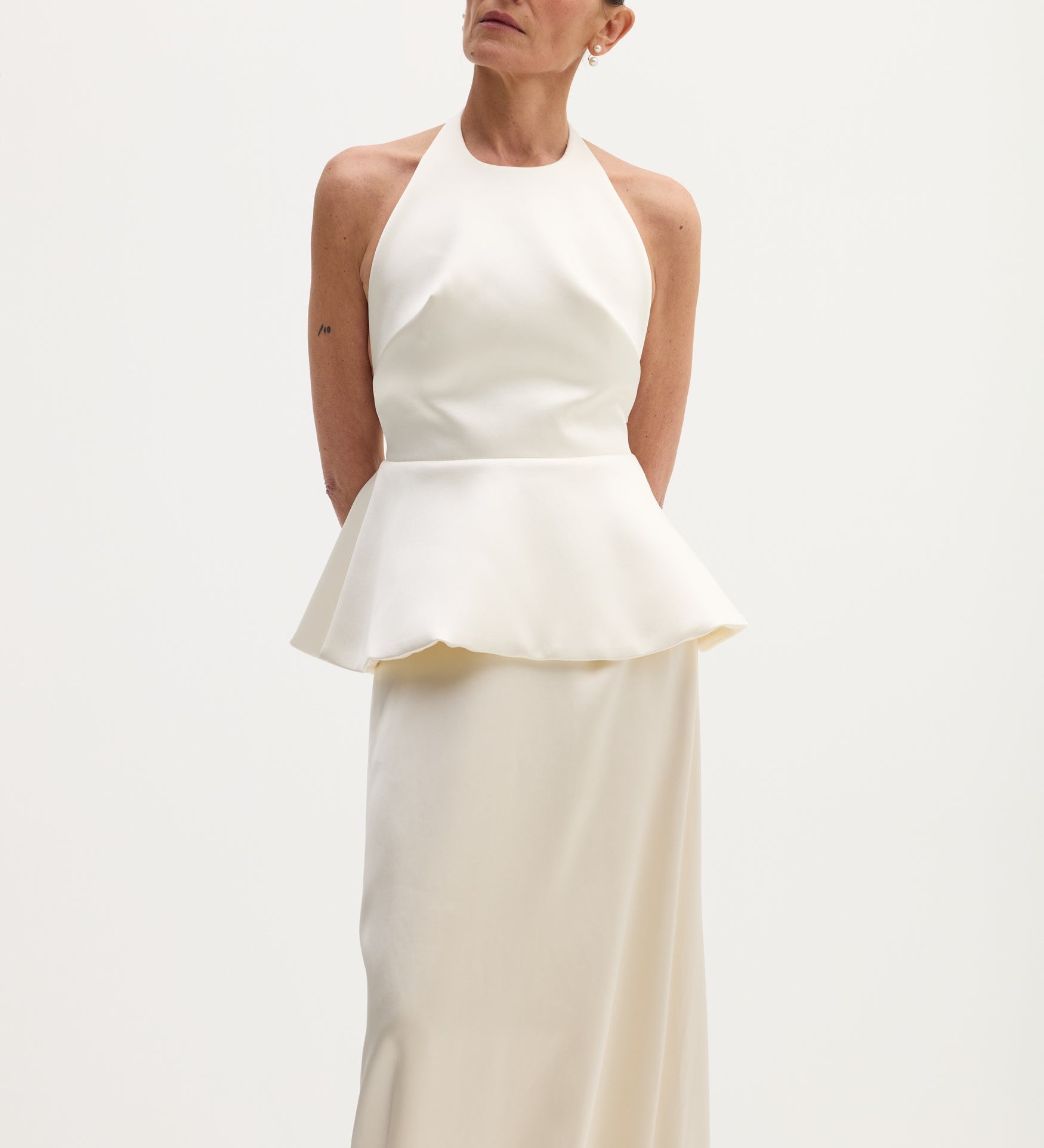 ROHE - Sculptural satin halter top with separate silk skirt | ivory