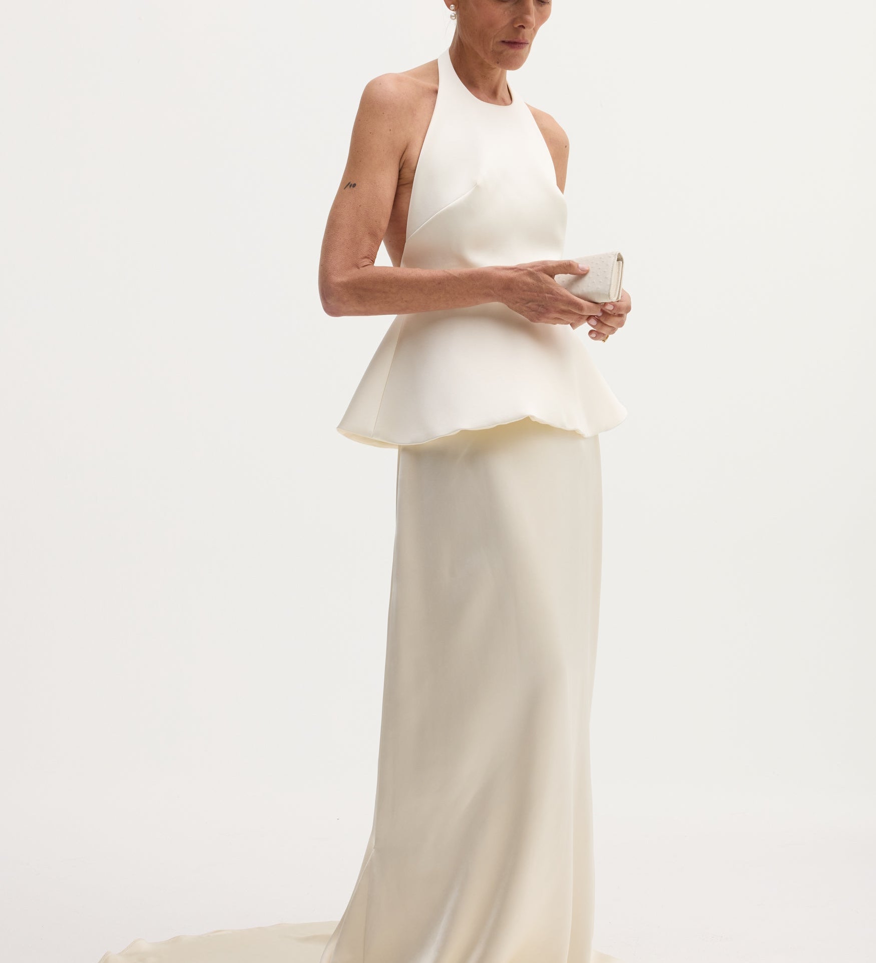 ROHE - Sculptural satin halter top with separate silk skirt | ivory