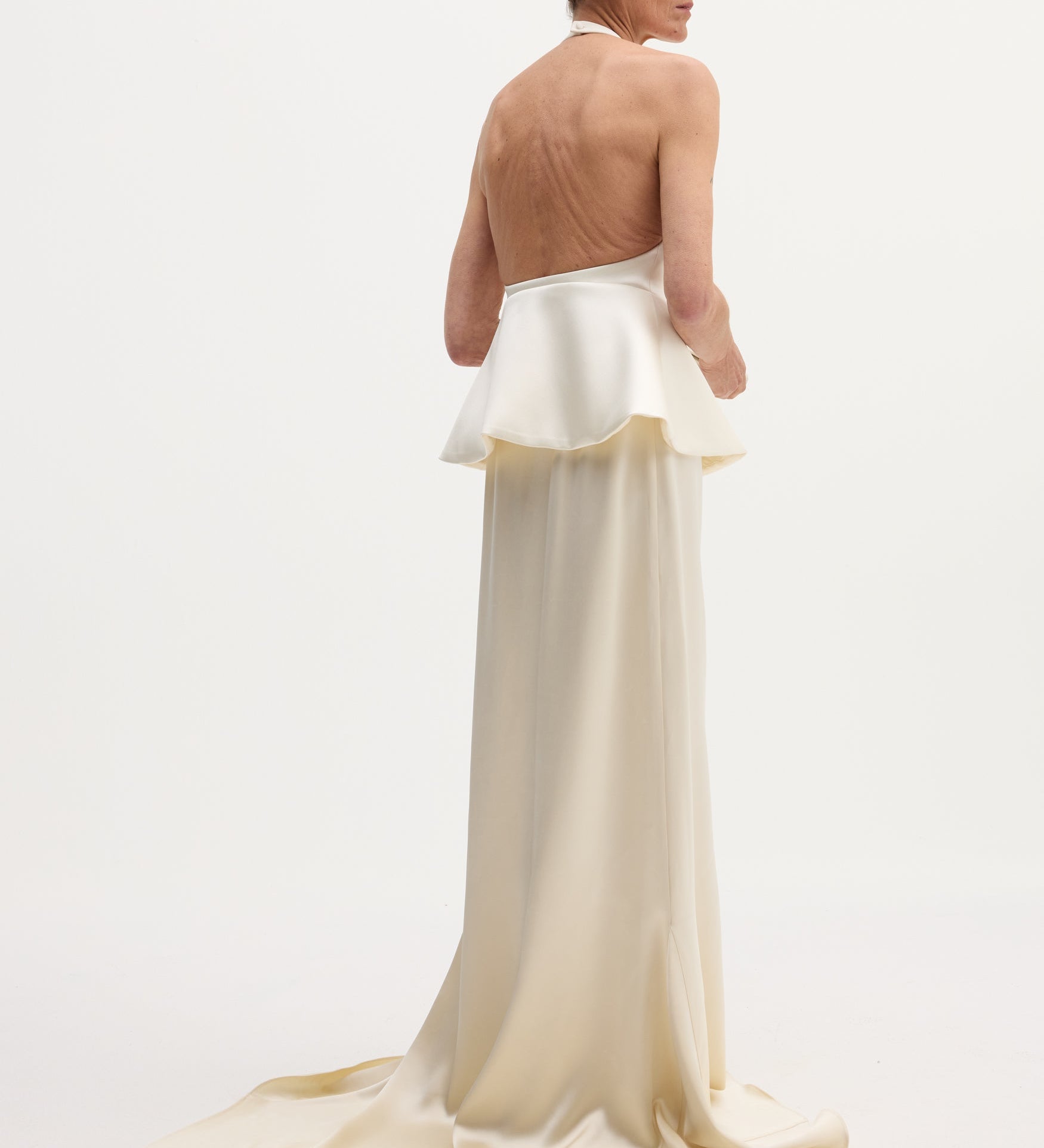 ROHE - Sculptural satin halter top with separate silk skirt | ivory