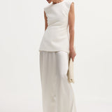ROHE - Classic signature dress with satin silk skirt | ivory