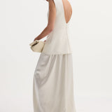 ROHE - Classic signature dress with satin silk skirt | ivory