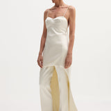ROHE - Satin bustier dress with train | ivory