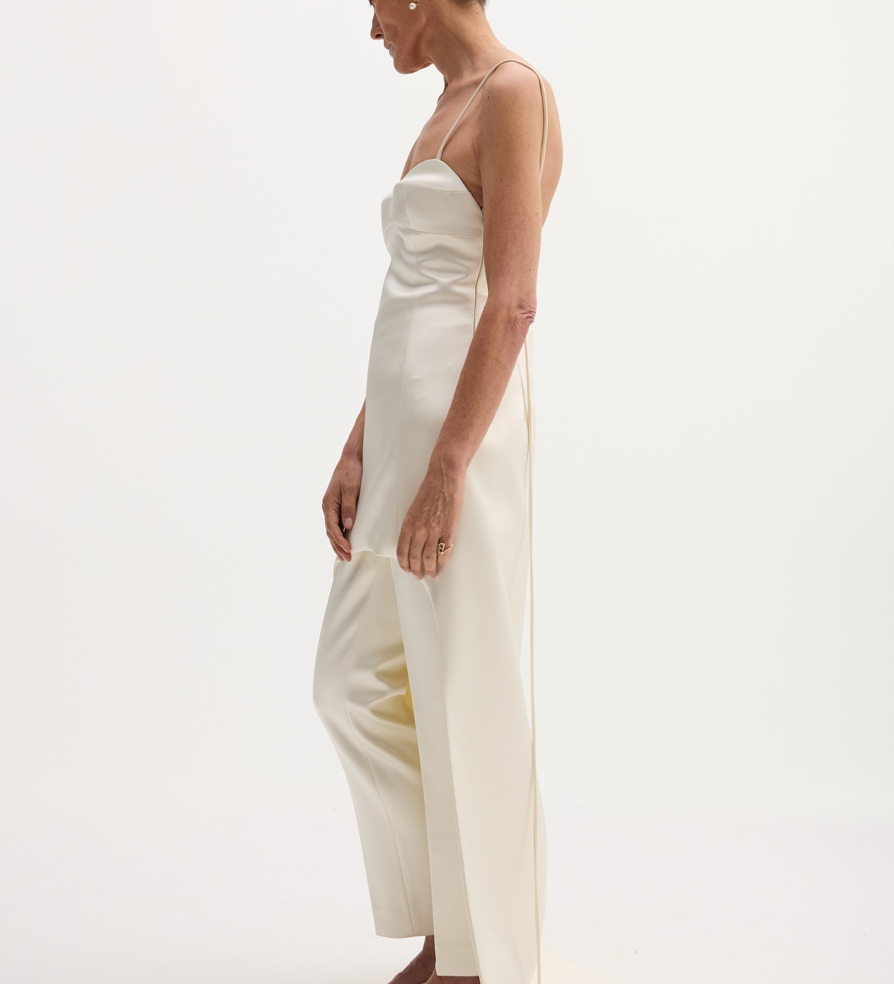 ROHE - Satin bustier dress with train | ivory