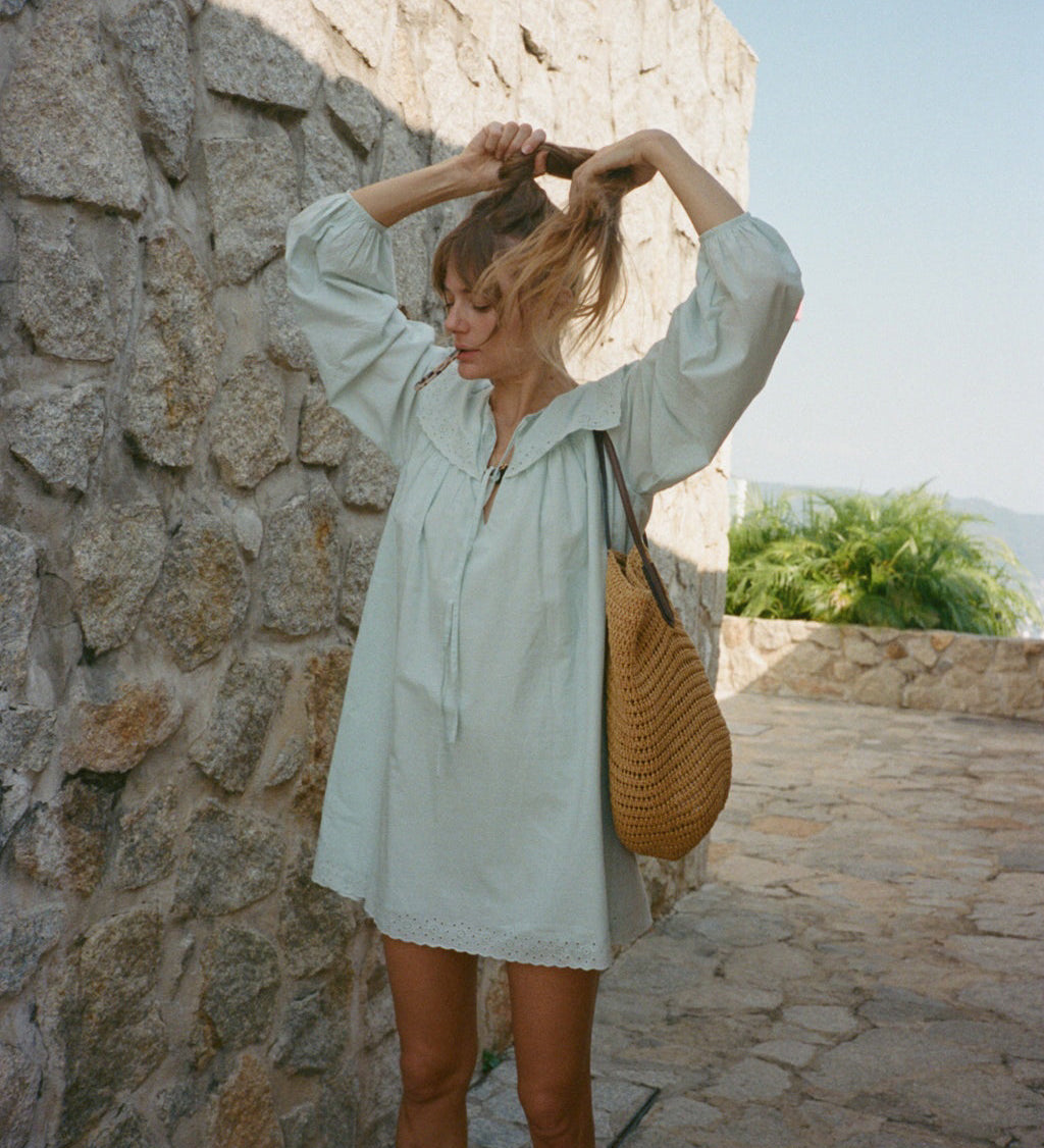 Ciao Lucia - Jonita Baby Blue Embroidered Cotton Dress