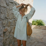 Ciao Lucia - Jonita Baby Blue Embroidered Cotton Dress