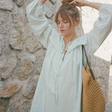 Ciao Lucia - Jonita Baby Blue Embroidered Cotton Dress
