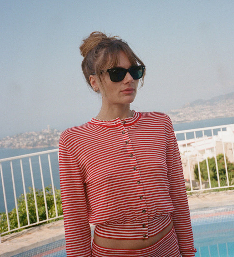 Ciao Lucia - Hydra Red Stripe Cardigan