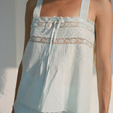 Ciao Lucia - Euri Baby Blue Embroidered Cotton Top