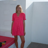 Ciao Lucia - Nayara Guava Embroidered Cotton Dress