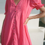 Ciao Lucia - Nayara Guava Embroidered Cotton Dress